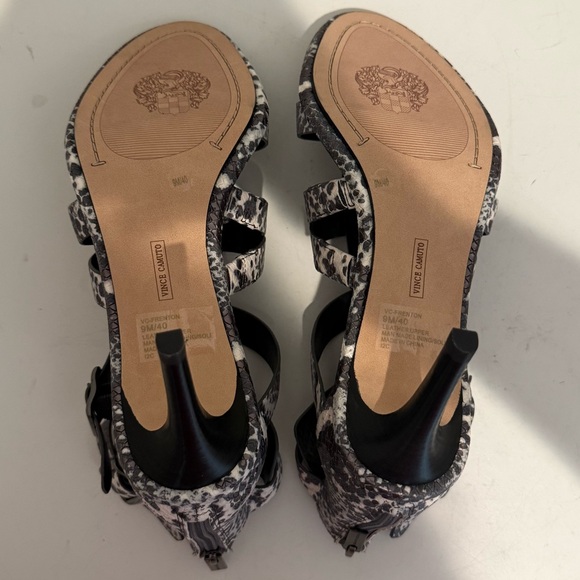 Vince Camuto Frenton Starlight Snake Print Cage Sandals Pewter Gray White 9 - Picture 7 of 11